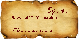 Szvatkó Alexandra névjegykártya